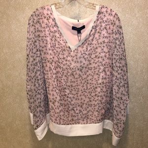 Tommy Hilfiger Women's Pink Floral 3/4 Sleeve V Neck Tunic Top Size 1X